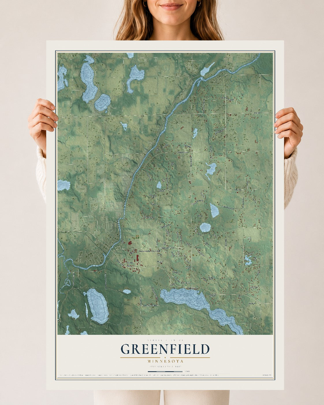 Map of Greenfield, Minnesota, 24 x 36 inch unframed archival matte print
