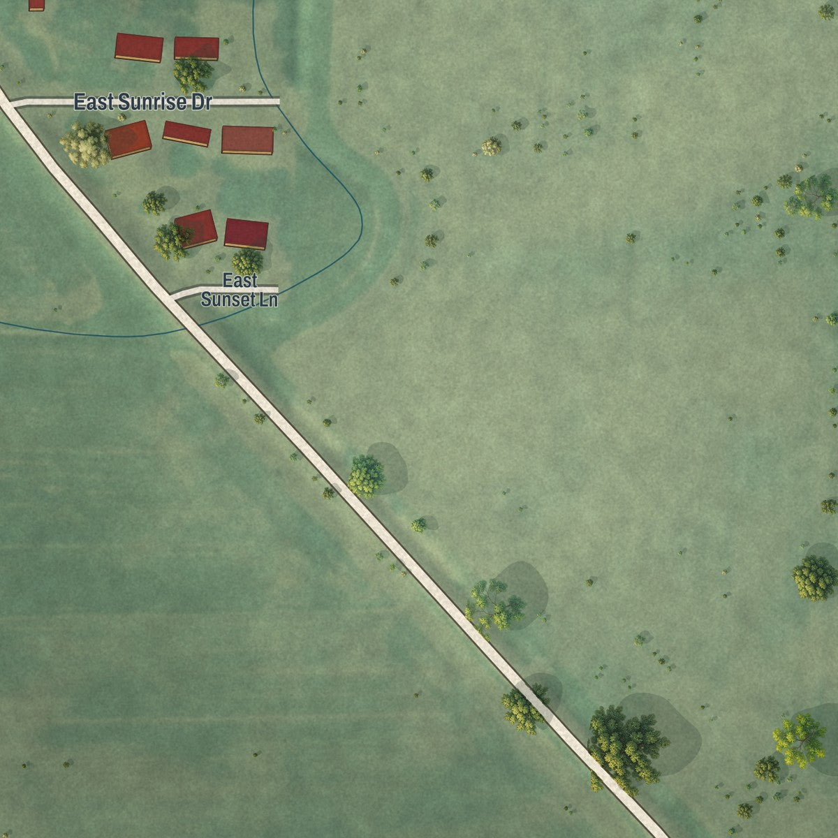 Second close-up of the map of Greenwald, Minnesota print showing more streets and buildings