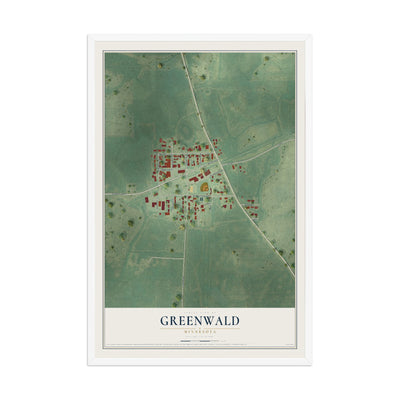 Map of Greenwald, Minnesota, 12 x 18 inch print in a white wood frame