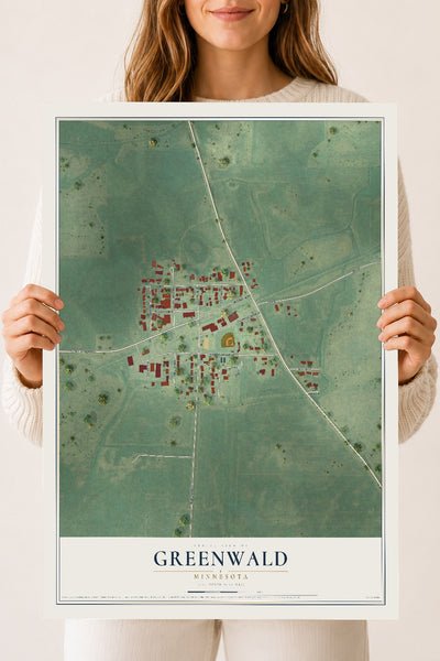 Map of Greenwald, Minnesota, 18 x 24 inch unframed archival matte print
