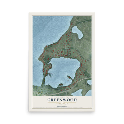 Map of Greenwood, Minnesota, 12 x 18 inch unframed archival matte print
