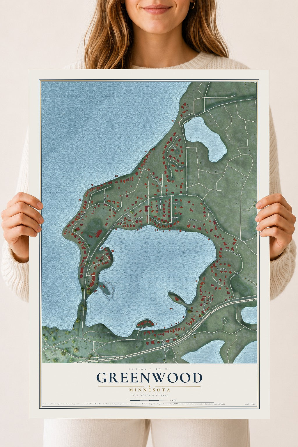 Map of Greenwood, Minnesota, 18 x 24 inch unframed archival matte print