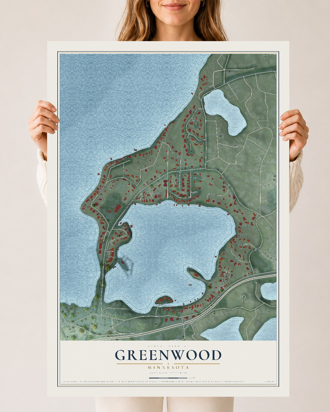 Map of Greenwood, Minnesota, 24 x 36 inch unframed archival matte print