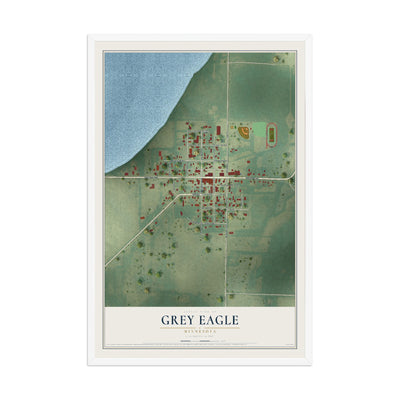 Map of Grey Eagle, Minnesota, 12 x 18 inch print in a white wood frame