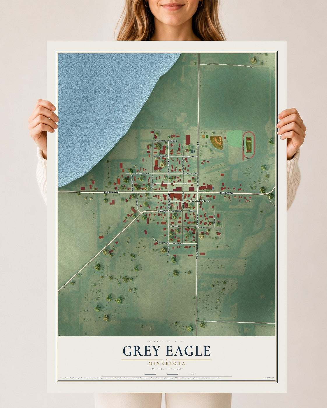 Map of Grey Eagle, Minnesota, 24 x 36 inch unframed archival matte print