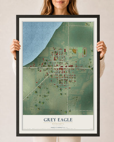 Map of Grey Eagle, Minnesota, 24 x 36 inch print in a black wood frame