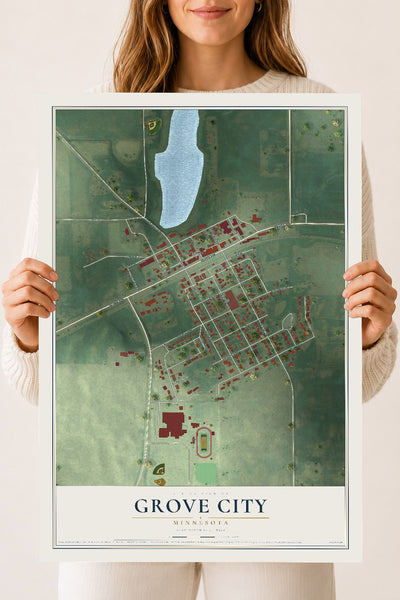 Map of Grove City, Minnesota, 18 x 24 inch unframed archival matte print
