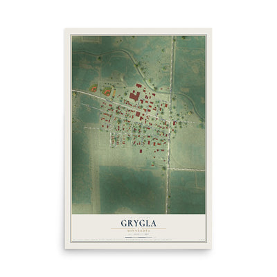 Map of Grygla, Minnesota, 12 x 18 inch unframed archival matte print