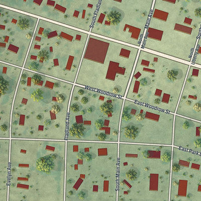 Close-up of the map of Grygla, Minnesota print showing street and building detail