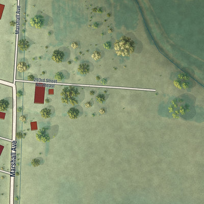Second close-up of the map of Grygla, Minnesota print showing more streets and buildings