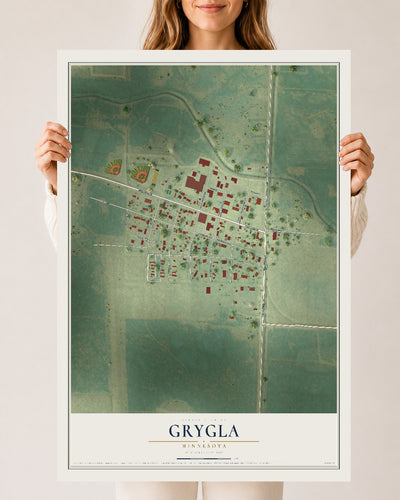 Map of Grygla, Minnesota, 24 x 36 inch unframed archival matte print