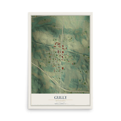 Map of Gully, Minnesota, 12 x 18 inch unframed archival matte print