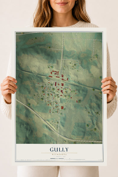 Map of Gully, Minnesota, 18 x 24 inch unframed archival matte print
