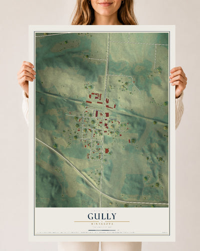 Map of Gully, Minnesota, 24 x 36 inch unframed archival matte print
