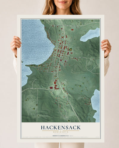 Map of Hackensack, Minnesota, 24 x 36 inch unframed archival matte print