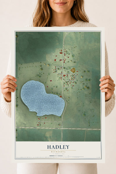 Map of Hadley, Minnesota, 18 x 24 inch unframed archival matte print