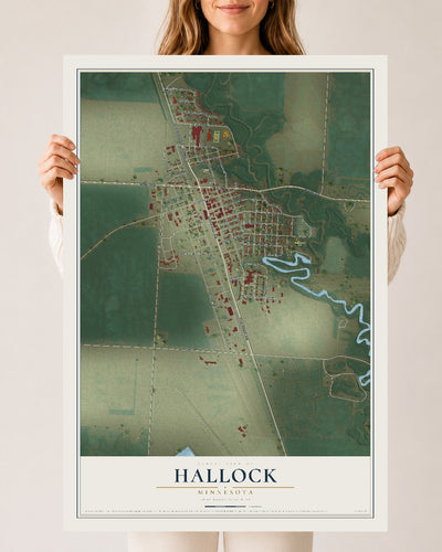 Map of Hallock, Minnesota, 24 x 36 inch unframed archival matte print
