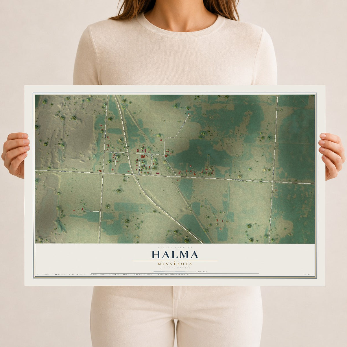 Map of Halma, Minnesota, 12 x 18 inch unframed archival matte print
