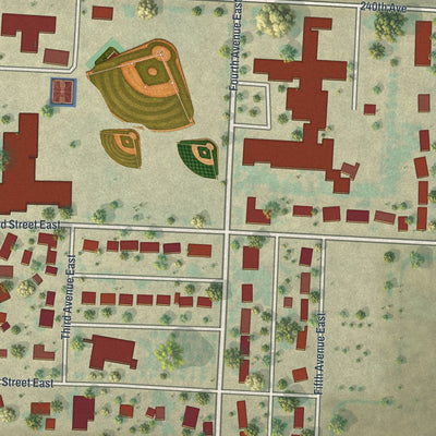Second close-up of the map of Halstad, Minnesota print showing more streets and buildings