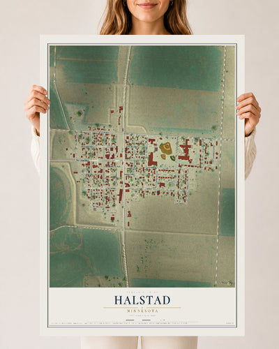 Map of Halstad, Minnesota, 24 x 36 inch unframed archival matte print