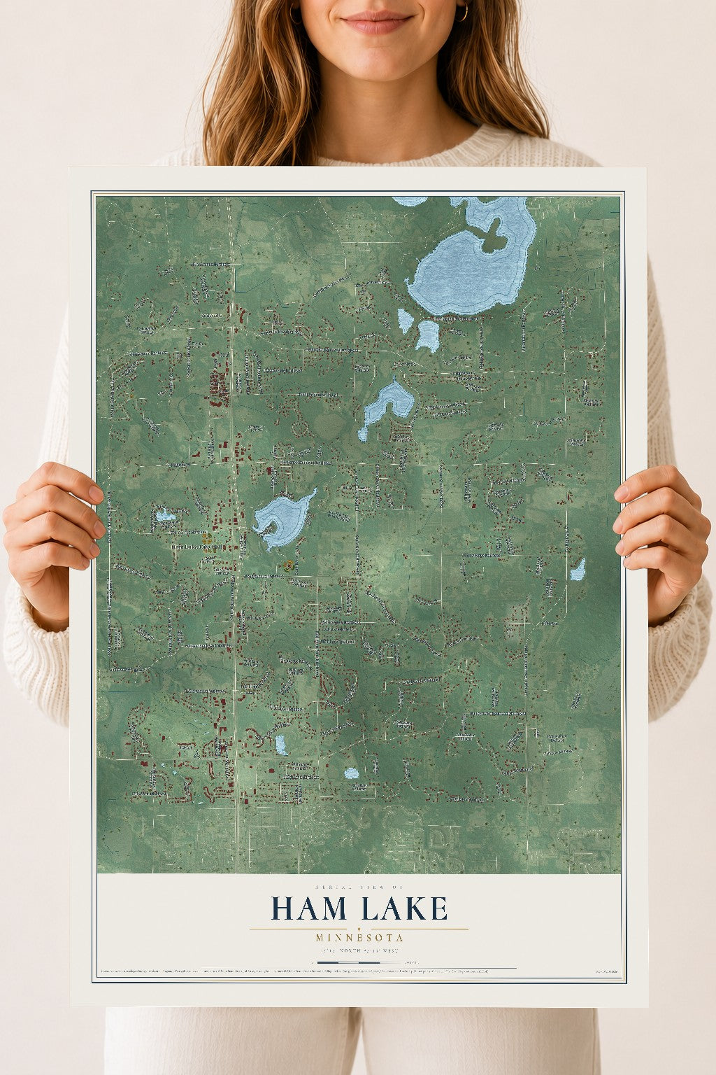 Map of Ham Lake, Minnesota, 18 x 24 inch unframed archival matte print