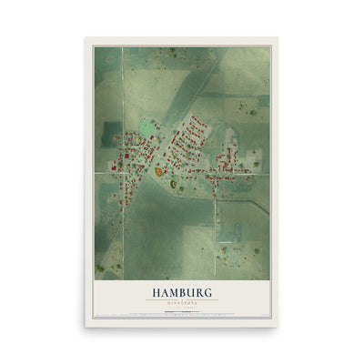 Map of Hamburg, Minnesota, 12 x 18 inch unframed archival matte print