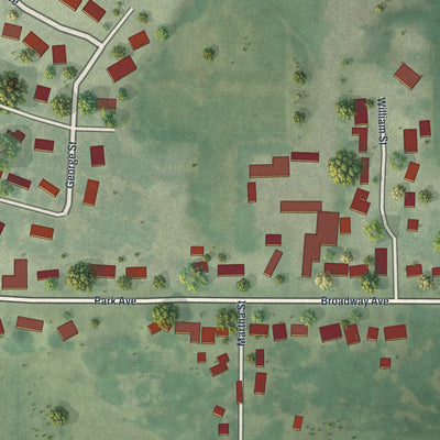 Second close-up of the map of Hamburg, Minnesota print showing more streets and buildings
