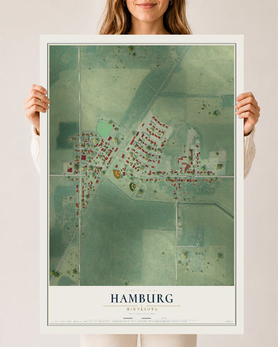 Map of Hamburg, Minnesota, 24 x 36 inch unframed archival matte print