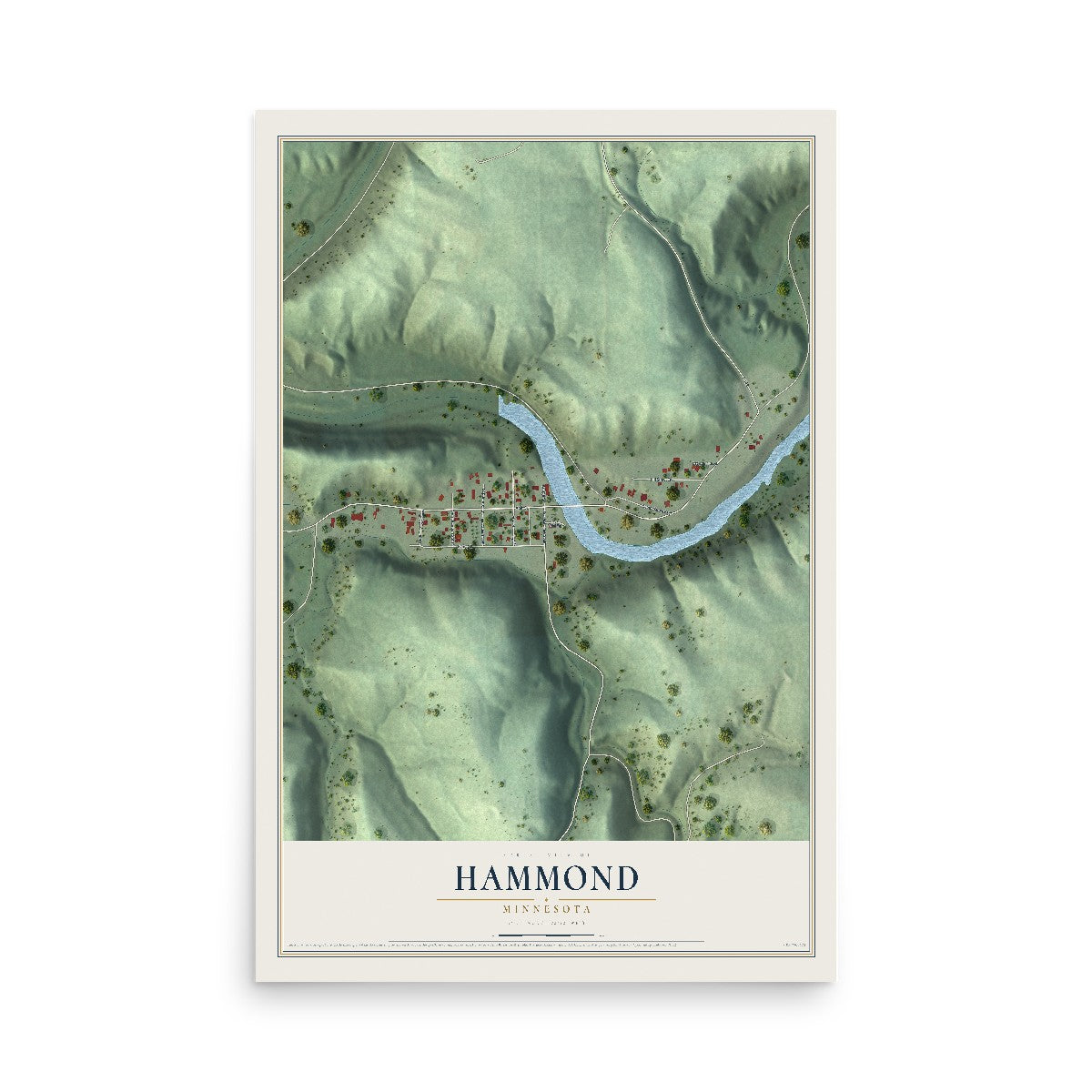Map of Hammond, Minnesota, 12 x 18 inch unframed archival matte print