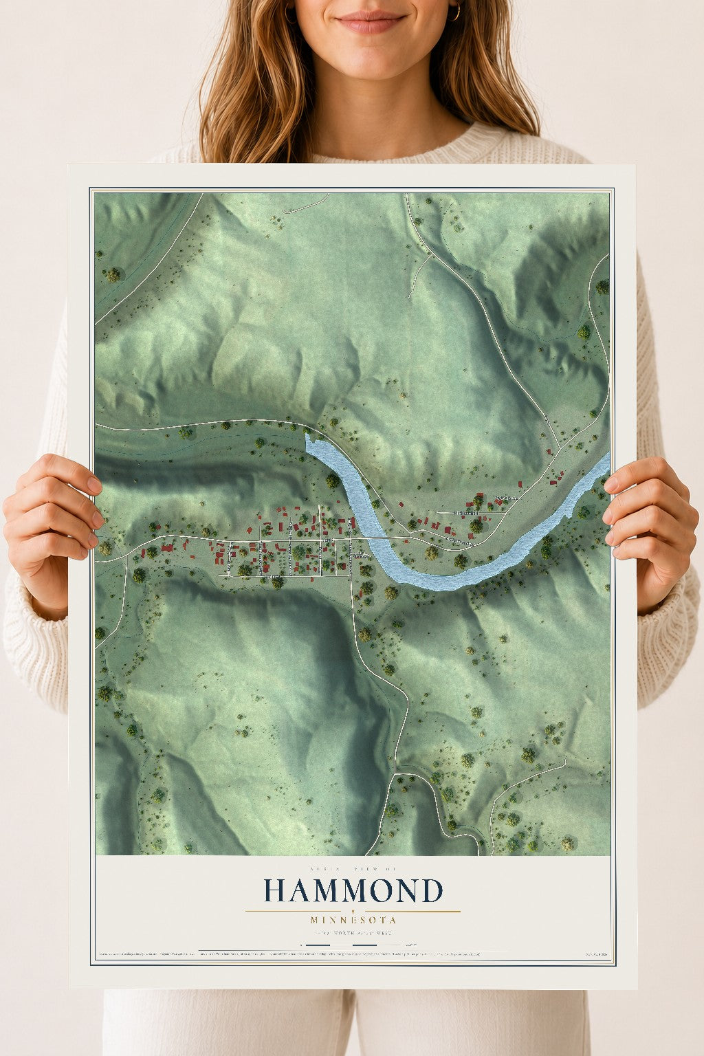 Map of Hammond, Minnesota, 18 x 24 inch unframed archival matte print