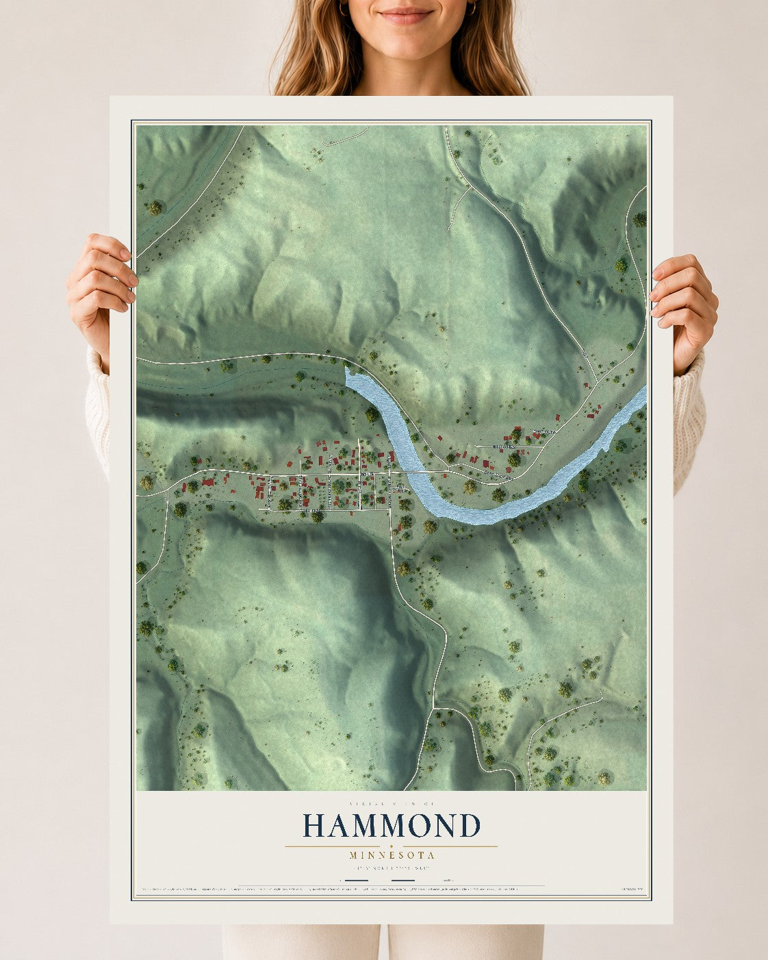Map of Hammond, Minnesota, 24 x 36 inch unframed archival matte print