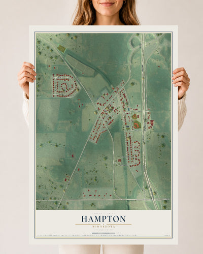 Map of Hampton, Minnesota, 24 x 36 inch unframed archival matte print