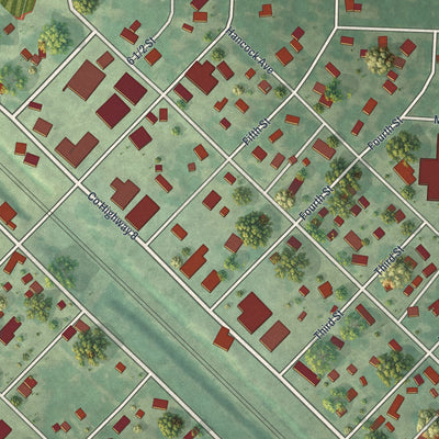 Close-up of the map of Hancock, Minnesota print showing street and building detail