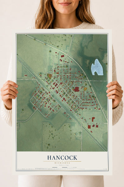 Map of Hancock, Minnesota, 18 x 24 inch unframed archival matte print