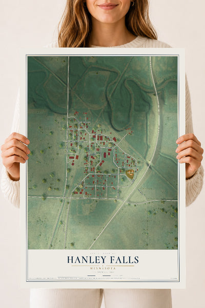 Map of Hanley Falls, Minnesota, 18 x 24 inch unframed archival matte print