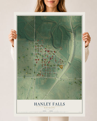 Map of Hanley Falls, Minnesota, 24 x 36 inch unframed archival matte print