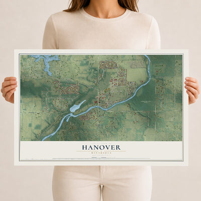 Map of Hanover, Minnesota, 12 x 18 inch unframed archival matte print