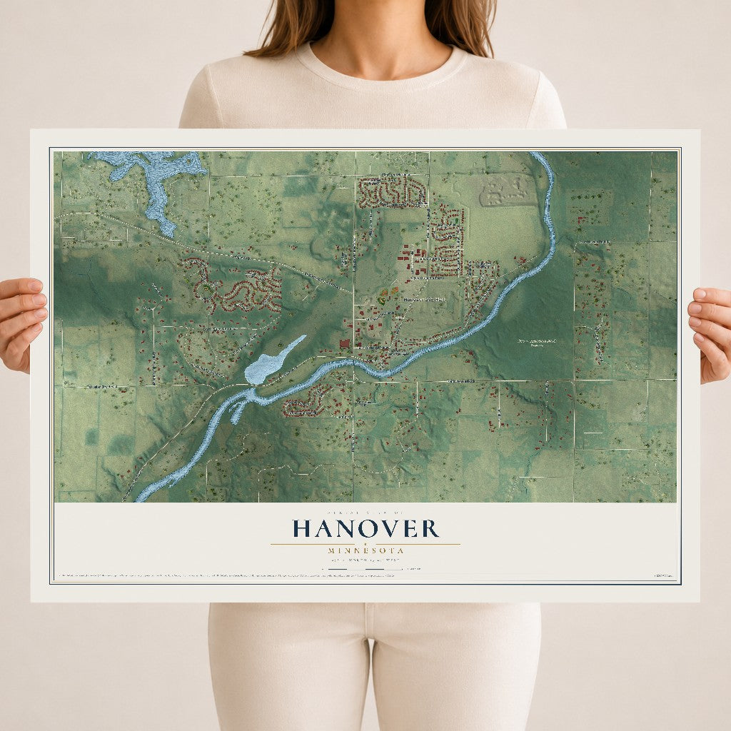 Map of Hanover, Minnesota, 18 x 24 inch unframed archival matte print