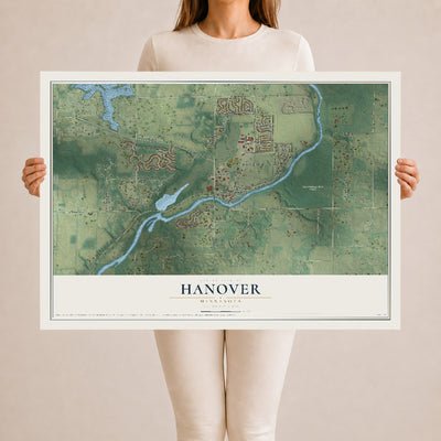Map of Hanover, Minnesota, 24 x 36 inch unframed archival matte print
