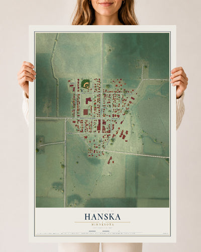 Map of Hanska, Minnesota, 24 x 36 inch unframed archival matte print