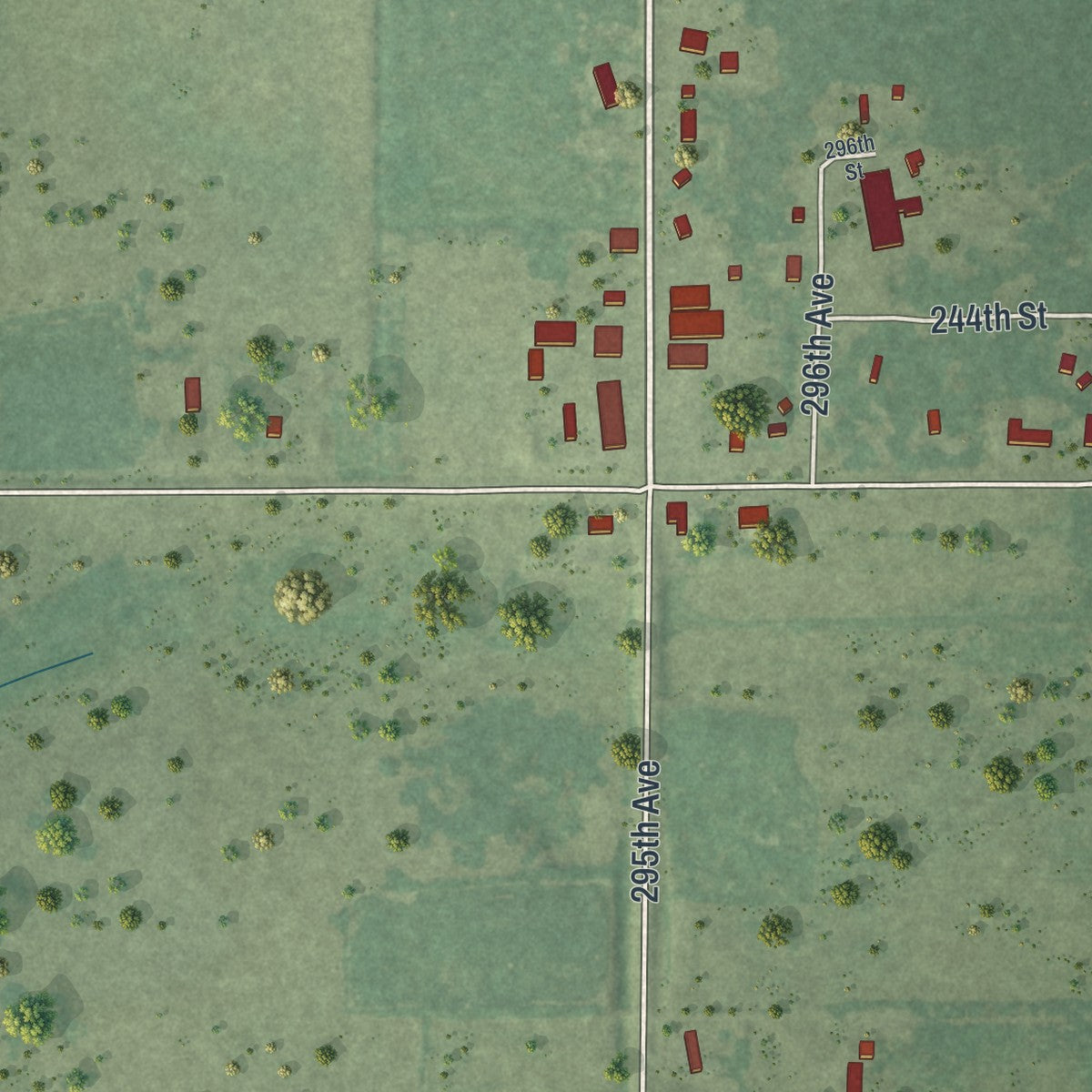 Close-up of the map of Harding, Minnesota print showing street and building detail