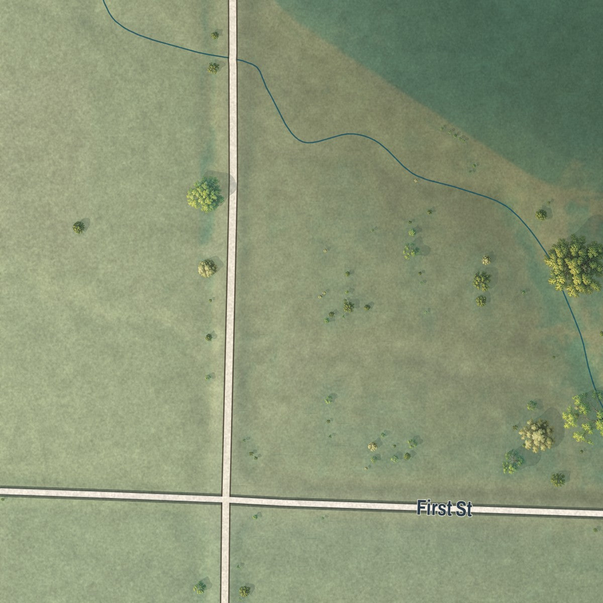 Second close-up of the map of Hardwick, Minnesota print showing more streets and buildings