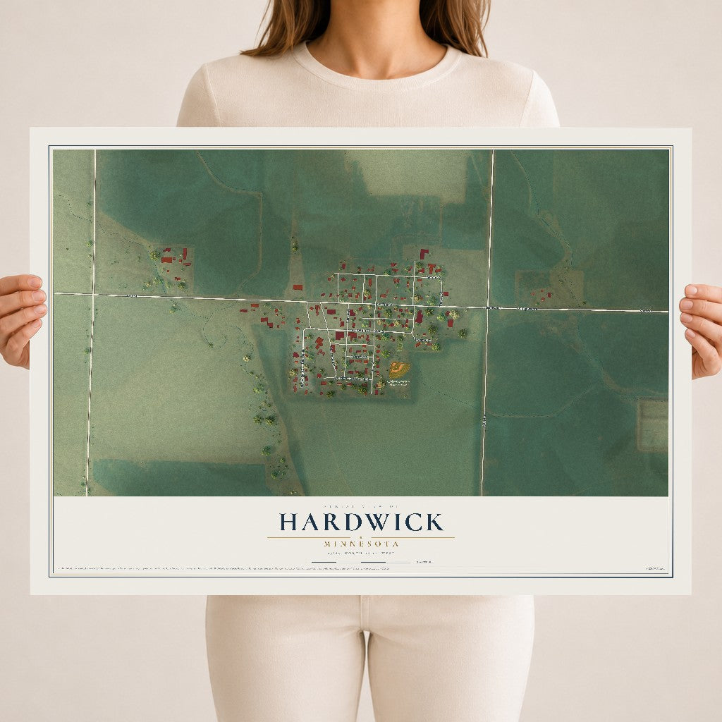 Map of Hardwick, Minnesota, 18 x 24 inch unframed archival matte print