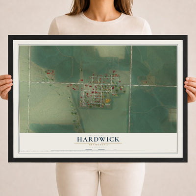 Map of Hardwick, Minnesota, 18 x 24 inch print in a black wood frame