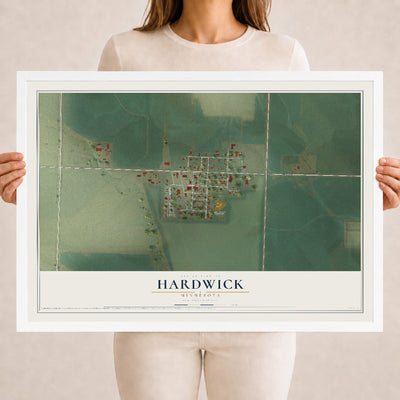 Map of Hardwick, Minnesota, 18 x 24 inch print in a white wood frame