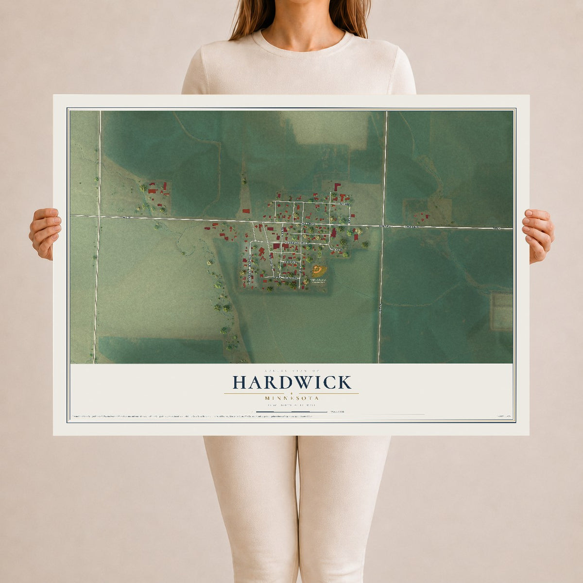 Map of Hardwick, Minnesota, 24 x 36 inch unframed archival matte print