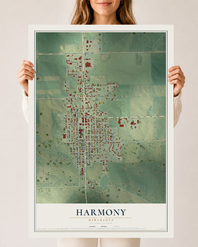 Map of Harmony, Minnesota, 24 x 36 inch unframed archival matte print