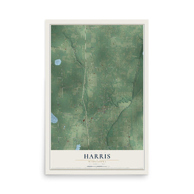 Map of Harris, Minnesota, 12 x 18 inch unframed archival matte print