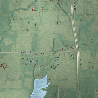 Second close-up of the map of Harris, Minnesota print showing more streets and buildings