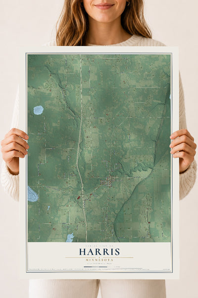Map of Harris, Minnesota, 18 x 24 inch unframed archival matte print